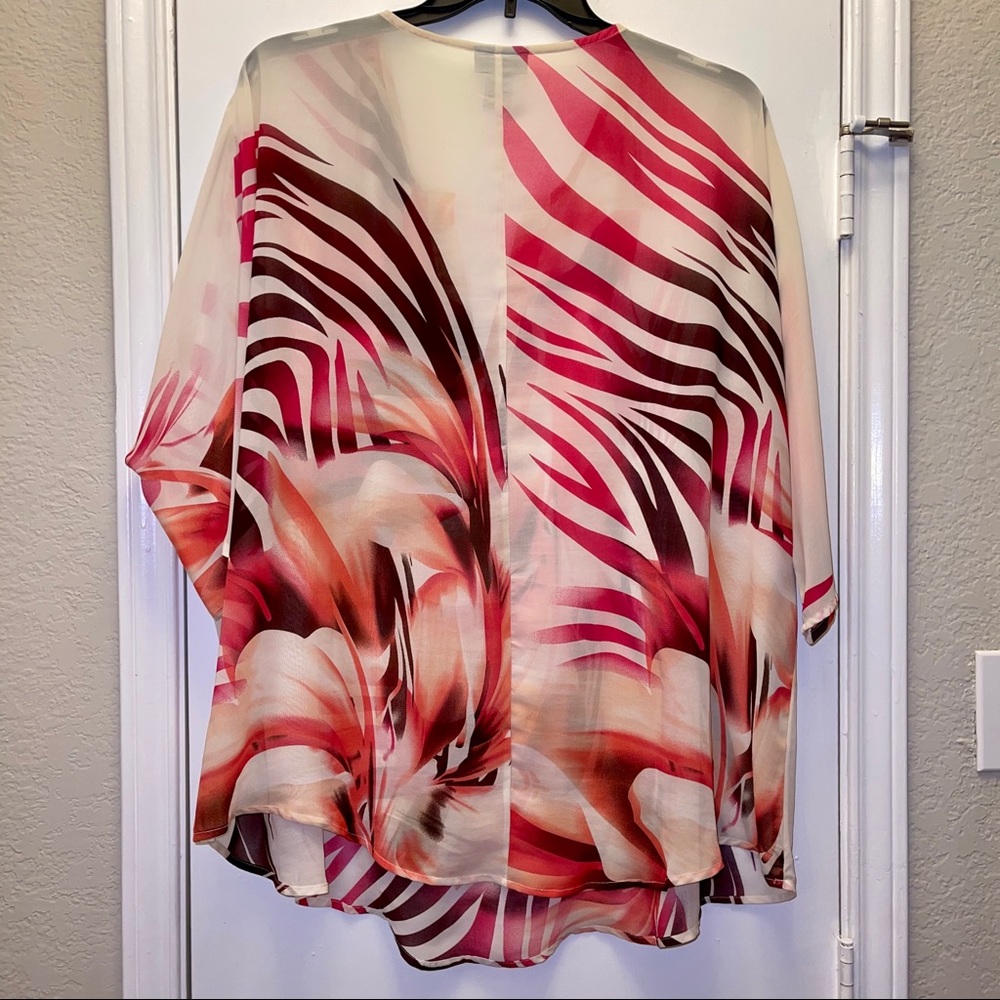 🌅Catherines Blouse Cream Red Orange Size 2X Flowy - Picture 2 of 10